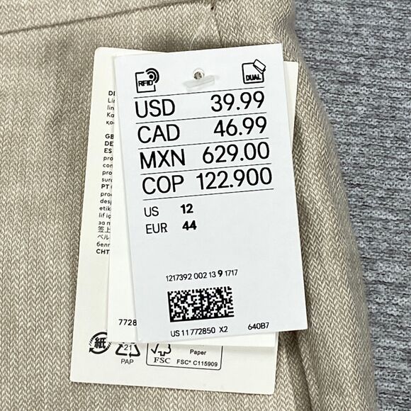 H & M Linen Blend Cropped Pants Womens 12 Beige Basic Coastal New $39.99 - Picture 7 of 13